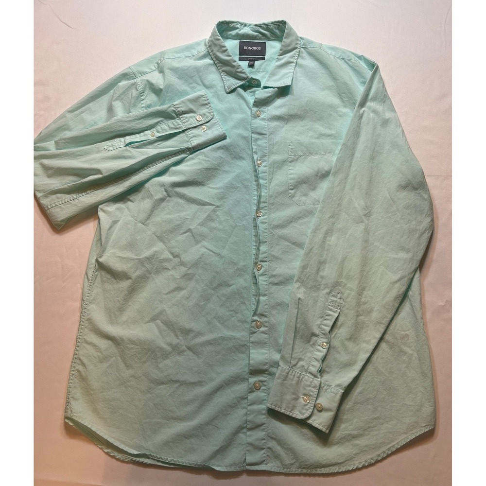 Bonobos Button Down Shirt Mens XXL Long Mint Green Standard‎ Fit 24024-BNE13